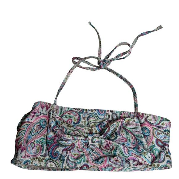 PQ Swim Kids Pink Shimmer Multi Paisley Coast Asha Bow Bikini Set - Picture 4 of 10